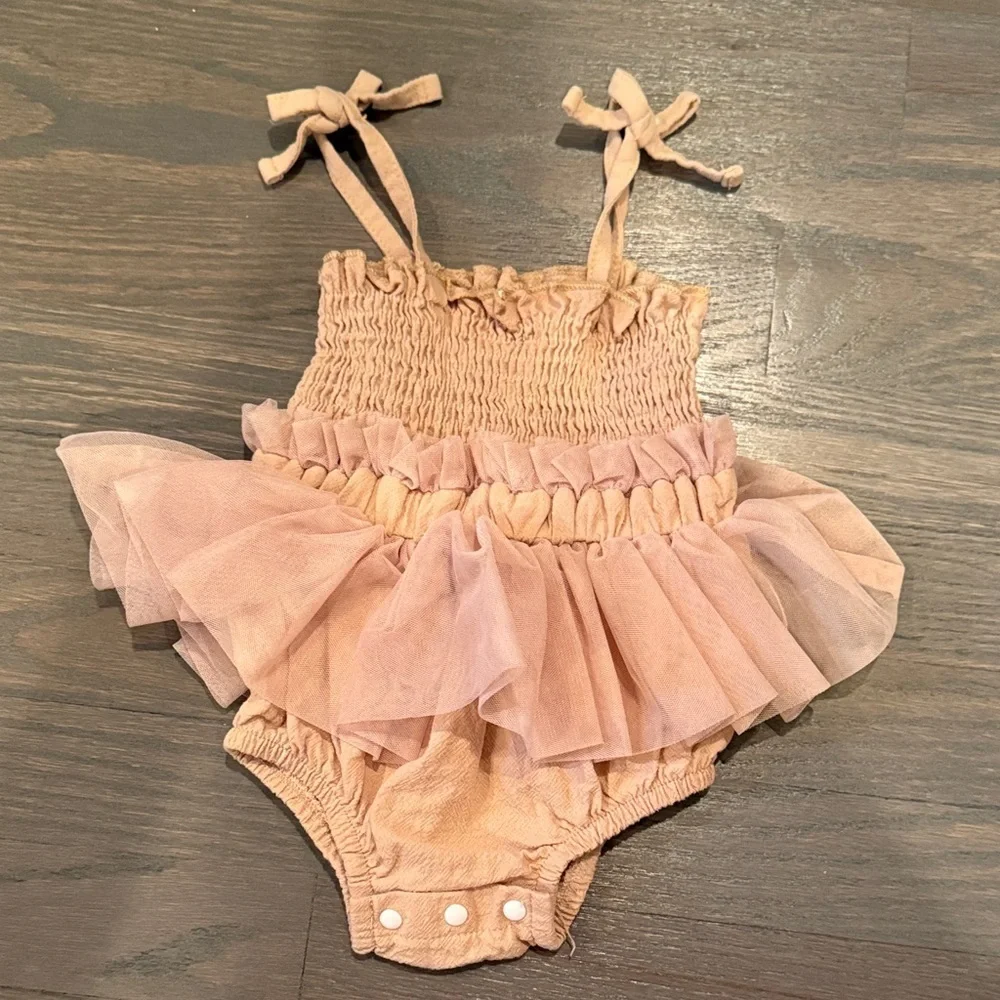 Tan Ruffled TuTu Infant Romper